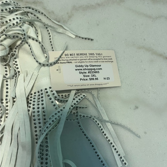 COWBOY KILLER CRYSTAL FRINGE MINI SKORT IN WHITE - Picture 6 of 12